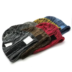 Washed Vintage Beanie Rolled Edge Acrylic Knitted Hat Custom Patch Logo Streetwear Style Retro Skull Cap Outdoor Distressed