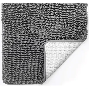 Water Absorbent Microfiber Chenille Solid Pattern Bathroom Rug Set 2-Piece Bath Mat & Doormat for Bath Room