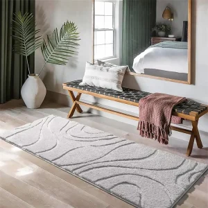 Water Absorbent Modern Cut Pile Hotel Bathroom Rugs Runner Gray Soft Bedroom Long Carpets Non Slip Machine Washable Bath Mats