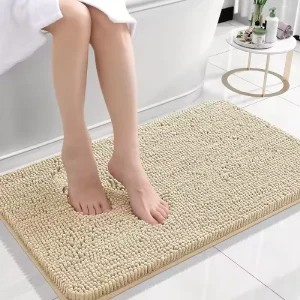 Water Absorbent Quick Dry Microfiber Chenille Flat Woven Handmade American Style Non Slip Bathroom Rugs Mat