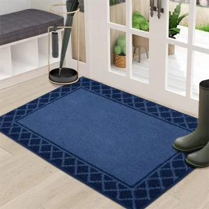 Water Absorbing Tufted Striped Non Slip Black Door Mat Washable Stain Resistant PET Friendly Indoor Entrance Mat