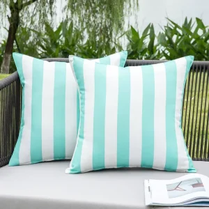 Water Resistant Outdoor Indoor Throw Pillow Cover Sublimation Waterproof Striped Pillow Cushion Cover for Couch Tent Park