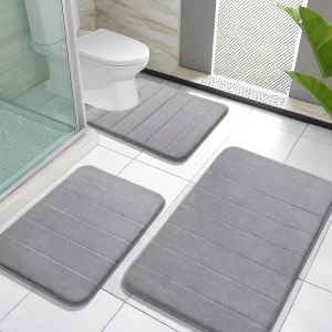 Water absorbing and Anti slip Memory Foam Bath Mats for Bathroom Soft and Comfortable Bath Mat for Tub Non slip Set