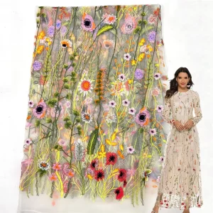 Water-soluble Consultation Aquatic Plant Embroidery Bridal Fabric Dress Cross-border Apparel Tulle Fabric