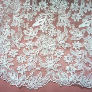 Water-soluble Milk Silk Brocade Fabric Abstract Geometric Pattern Fan-shaped Hollow Embroidery 100% Acrylic Abrasion-resistant