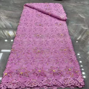 Water soluble Polyester Lace Embroidery Fabric Bead Tube 120cm Width Ethnic Style for Wedding Dresses Spring Summer