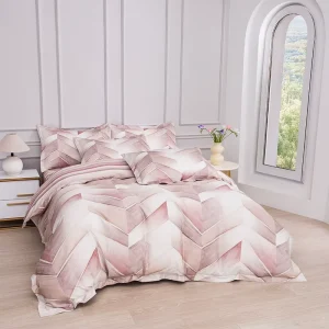 Watercolor Blush Pink Chevron Pattern Luxury Bedding Sets Skin-Friendly Cotton Duvet Cover Duvet Cover Set