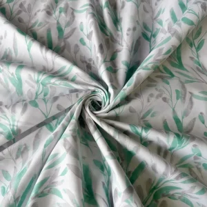Watercolor Green Leaf Print Woven Twill OEKO TEX Certified Soft Polyester Microfiber Fabric Home Textile Waterproof for Bedding