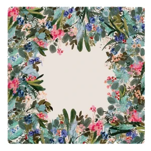 Watercolor Wild Berry Floral Wreath Mahjong Table Mat Anti Slip Waterproof Game Table Cover with Minimalist Cream for Women Gift