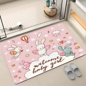 Waterproof Bathroom Area Rug Carpet Set Machine-Made Doormat and Toilet Floor Mat for Mud Bath Mat