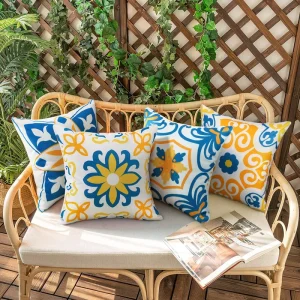 Waterproof Boho Style Square Outdoor Cushion Festive Pattern Garden Yard Pillow Cover for Camping Sleeping