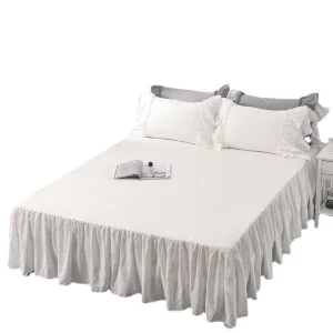 Waterproof Breathable 200TC Micropeach Fabric Solid Color Adjustable Elastic Band King Size Bed Cover Skirt Curtain