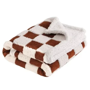 Waterproof Custom Luxury Fluffy Warm Soft Cozy Sherpa Fleece American Print Checkered Grid Pet Dog Blankets Throws