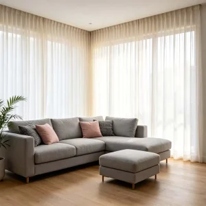 Waterproof Custom Motorized Smart Curtains Remote Control Polyester Linen Material Modern Style Kitchen