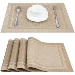 Waterproof Heat Resistant Eco friendly Woven Non slip Place Mats for Dining Table Mat Set Custom PVC Placemats