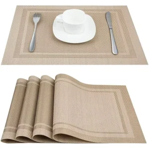 Waterproof Heat Resistant Eco friendly Woven Non slip Place Mats for Dining Table Mat Set Custom PVC Placemats