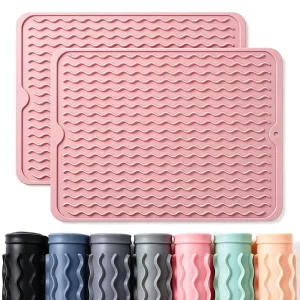 Waterproof Heat Resistant Silicone Dish Drying Mat with Stain Resistant Surface Table Mat for Kitchen Countertop