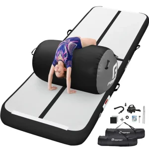 Waterproof PVC Inflatable Air Track Mat 10ft12ft Anti Slip Gym Mat with Air Rollers for Indoor Outdoor Balance Training