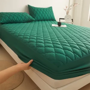 Waterproof Plain Color Mattress Protective Cover Quilted Bed Sheet Set with Fixed Bedspread Coverlet for Fitting Bed Mat