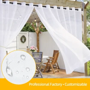 Waterproof Sheer Curtains Cross Border Exclusive Supply Solid Color Outdoor Voile Curtains