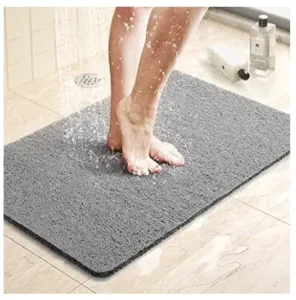 Waterproof Shower Mat Bathtub Mat 24×16 Inch Non Slip with Drain Quick Drying PVC Loofah Bath Mat for Bathroom