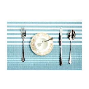 Waterproof Stain PVC Placemat Fine Stripe Weave Anti Slip Heat Insulated Foldable Table Mat for Home Dining Kitchen Banquet