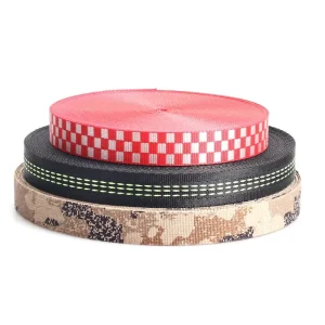 Waterproof Striped Twill Jacquard Eco Friendly Nylon Custom Logo Bag Strap Webbing Professional with Free Sample