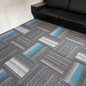 Wear Resistant Cross Line Strip Carpet Tiles Factory Direct Sound Insulation Commercial Modular Floor Mat for Lobby Area