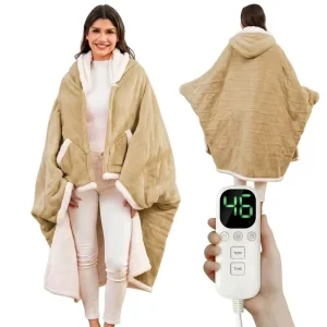 Wearable Electric Blanket Flannel Fast Heating 12 Levels Temperature Control for Home Sofa Office
