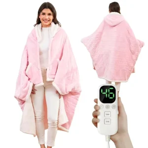 Wearable Electric Blanket Flannel & Sherpa 12 Heating Levels Fast Heating Washable for Home Office Camping OEM ODM Manufacturer
