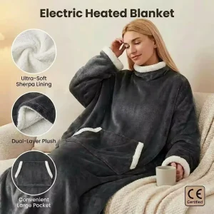 Wearable Electric Heated Blanket Flannel Sherpa Soft Warm Fast Heating Level Control for Sofa Office Winter OEM ODM Supplier