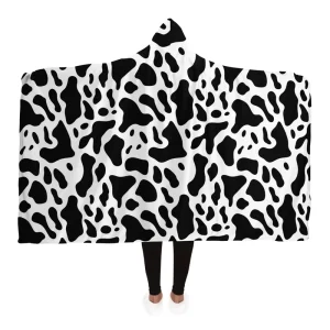 Wearable Hooded Cow Printed Throw Blanket Adult Women and Men Printed Soft Fleece Blanket for Couch Sofa Chair Travel