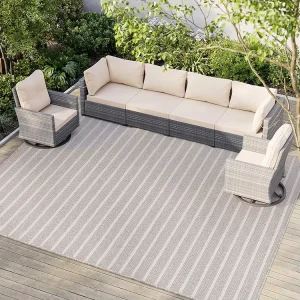 Weatherproof Grey Colour Polypropylene Rugs Garden Water Resistant Anti UV Braided Terrace Custom Patio Outdoor Carpet