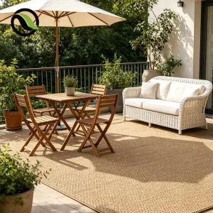 Weatherproof Outdoor Rug Sisal Look Polyester Area Rug Patio Deck Balcony Carpet Waterproof Straw Look Mats