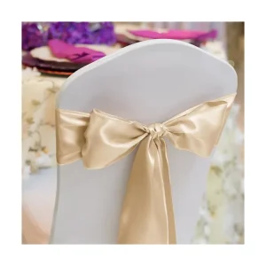 Wedding Banquet Chair Bow and Sashes Gold Satin Chair Sashes for Wedding Chair