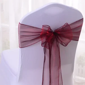 Wedding Banquet Chair Sashes Decorative Organza Silk Bow for Party Colorful Cloth Napkins & Chair Cover Pink Purple Sage Green