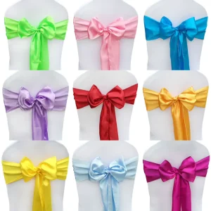 Wedding Bow Chair Back Decorative Ribbon Chair Sashes Luxury Satin Ribbon Chair Tie for Hotel Banquet Wedding Chair Decor