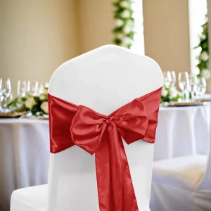 Wedding Burgundy Satin Chair Sashes Ribbons Colorful Wedding Banquet Decoration Party Supplies