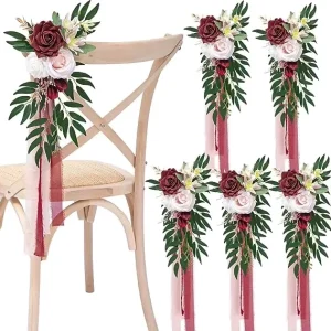 Wedding Chair Back Flower Banquet Chair Decoration Artificial Flower Chair Sash for Wedding