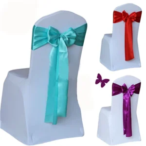 Wedding Chair Cover Sash Satin Fabric Bow Tie Ribbon Band Decoration Hotel Party Supplies