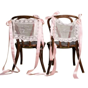 Wedding Chair Covers Lace Chair Sashes with Ribbon for Bridal Shower Ceremony Decoration