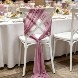 Wedding Chair Sash & Drape Chiffon & Tulle Chair Cover Decoration for Hotel Wedding BaliParty