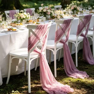 Wedding Chair Sash & Drape Chiffon & Tulle Chair Cover Decoration for Hotel Wedding BaliParty