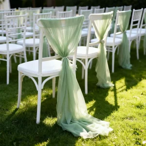 Wedding Chair Sashes Aisle Decorations Draping Chiffon Bow Tie Wrinkle Free Reusable 20*275cm Modern Style