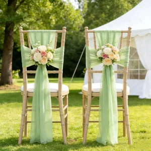 Wedding Chair Sashes Aisle Decorations Draping Chiffon Chair Drapes Bow Tie Fabric Wrinkle-Free Sashes Wedding Chair Ties