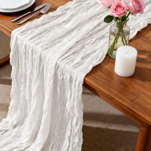 Wedding Cheesecloth Table Runner White Boho Fabric Gauze Table Runner for Wedding Bridal Birthday Baby Shower