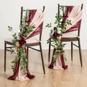 Wedding Chiffon Chair Sashes Cover Aisle Decorations Drape Chiffon Chair Sashes for Wedding Chair