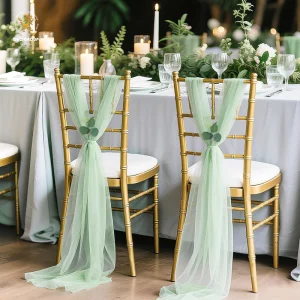 Wedding Chiffon Chair Sashes Cover Aisle Decorations Draping Fabric Tulle Chair Cover for Party Ceremony Banquet