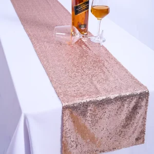 Wedding Decoration Table Luxury Rose Gold Sequin Table Runner