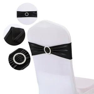 Wedding Decorative Chair Sash Bronzing Elastic Chair Cover Bows Elastic Banquet Party Bow Knot Decoration